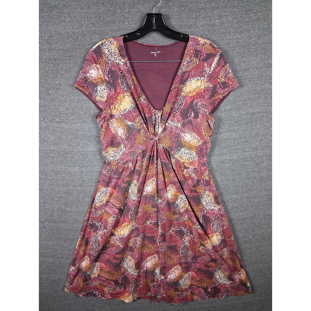 Garnet Hill Dress Womens 10 Red Pink Paisley Abstract Knit Party Casual Holiday